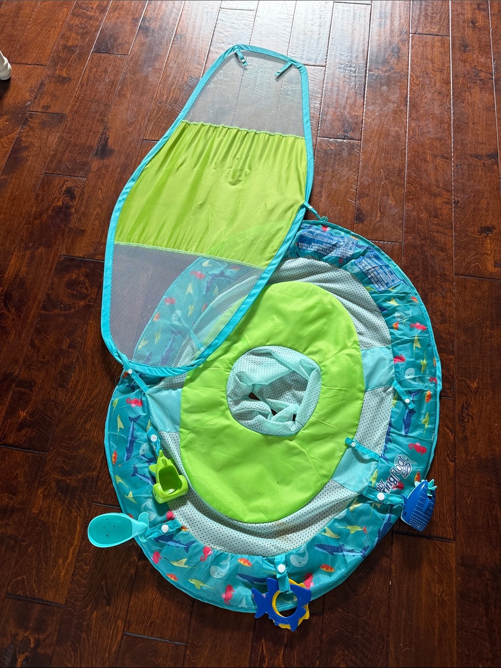 Infant Float with Canopy in Lime Green & Aqua
